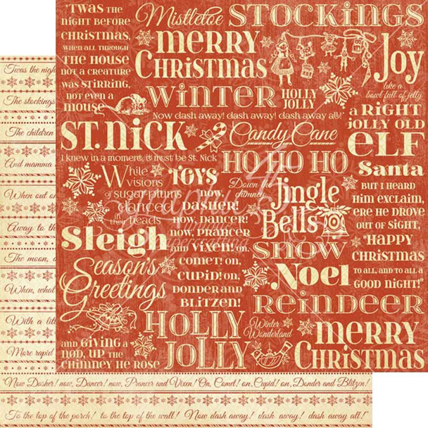 Merry Mistletoe Scrapbooking Paper | 12" x 12" | 'Twas the Night Before Christmas | Graphic 45 | 4500991
