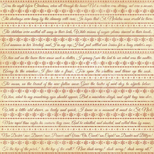 Reverse side is cream with quotes from the poem in red stripes