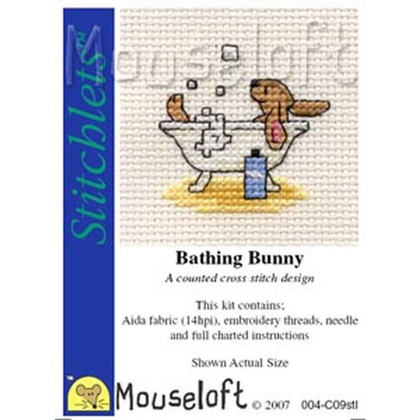 Mouseloft Stitchlets Mini Cross Stitch Kits | Bathing Bunny