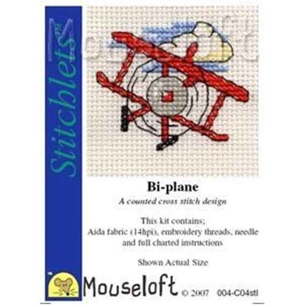 Mouseloft Stitchlets Mini Cross Stitch Kits | Bi-Plane