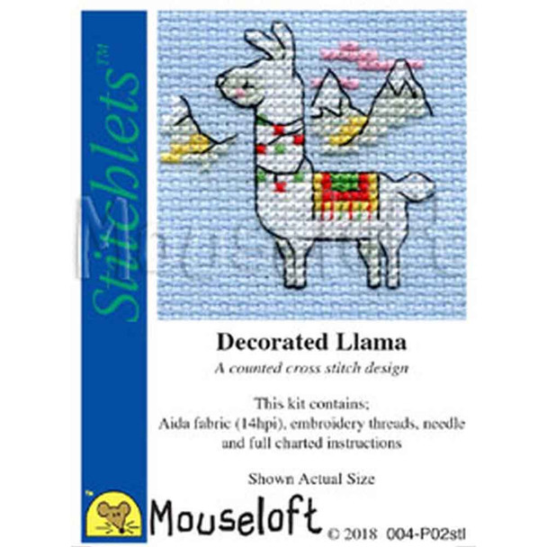 Mouseloft Stitchlets Mini Cross Stitch Kits | Decorated Llama