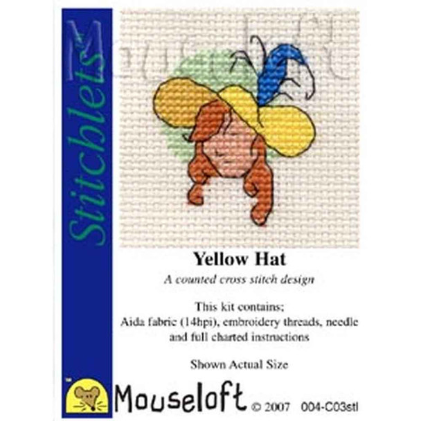 Mouseloft Stitchlets Mini Cross Stitch Kits | Yellow Hat