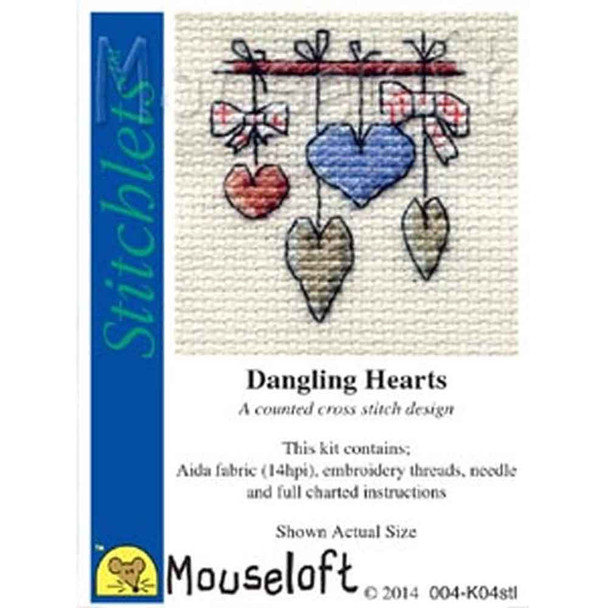Mouseloft Stitchlets Mini Cross Stitch Kits | Dangling Hearts