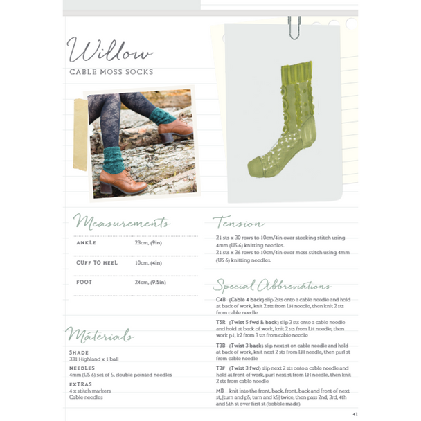Willow Cable Moss Socks Knitting Pattern | WYS Illustriuos DK Knitting Yarn WYS98999 | Free Digital Download - Pattern Information