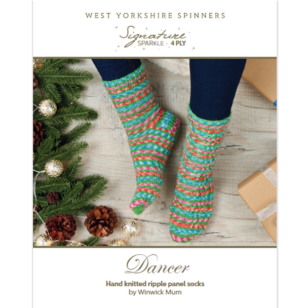 Dancer Ripple Panel Socks (Fairy Lights) Knitting Pattern | WYS Signature 4 Ply Sparkle Knitting Yarn WYS98066 | Digital Download - Main Image