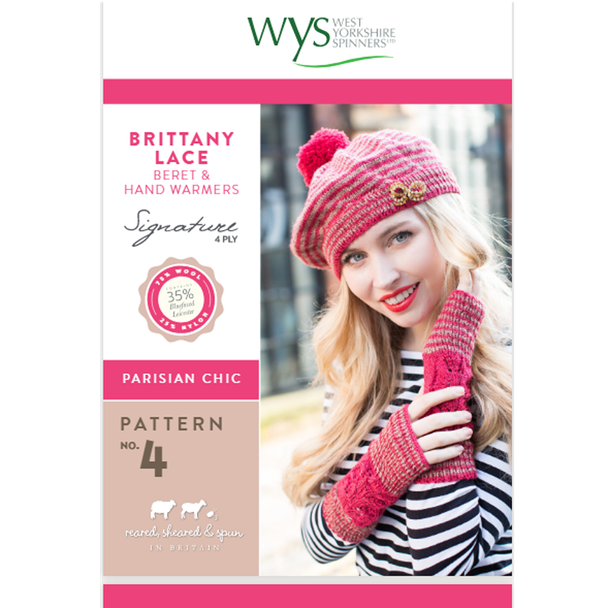 Brittany Lace beret and hand warmers Knitting Pattern | Signature Style 4 Ply Knitting Yarn WYS56993 | Digital Download - Main Image