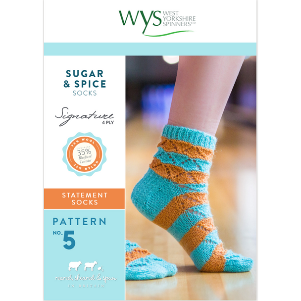 Sugar and Spice Socks Knitting Pattern | WYS Signature 4 Ply Knitting Yarn WYS56994 | Digital Download - Main Image
