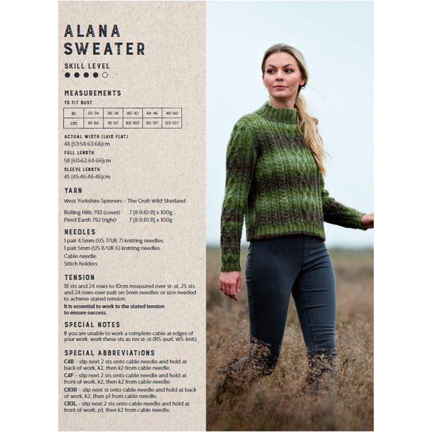 Alana cabled sweater Knitting Pattern | Wild Shetland Knitting Yarn WYS00964 | Digital Download - Pattern Information