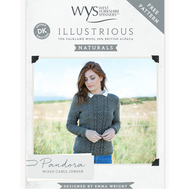 Pandora Mixed Cable Jumper Knitting Pattern | Illustrious Naturals Knitting Yarn WYS57999 | Free Digital Download - Main Image