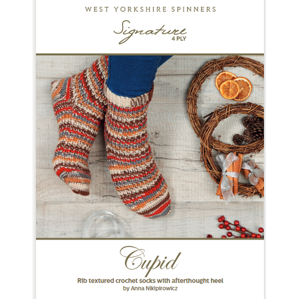 Cupid Rib Textured Crochet Socks Knitting Pattern | Signature 4 Ply Knitting Yarn WYS56972 | Free Digital Download - Main Image