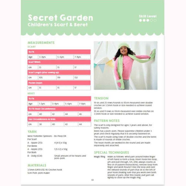 Secret Garden Scarf & Beret Knitting Pattern | WYS Bo Peep DK Knitting Yarn DBP0098 | Digital Download - Pattern Table 2