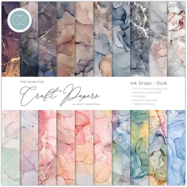 The Essential Craft Papers | Craft Consortium | Ink Drops | Dusk | 12" x 12" | Cover