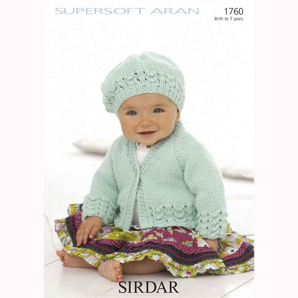 Baby Girl's Cardigan and Beret Knitting Pattern | Sirdar Supersoft Aran 1760 | Digital Download - Main Image