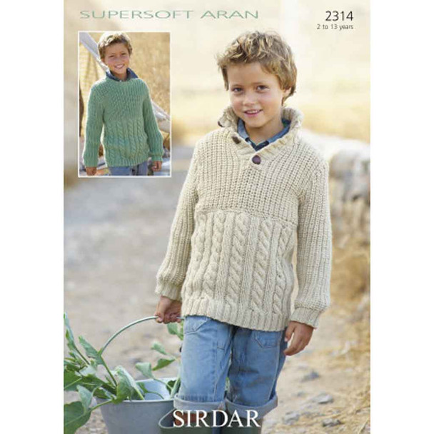 Boy's Sweaters Knitting Pattern | Sirdar Supersoft Aran 2314 | Digital Download - Main Image