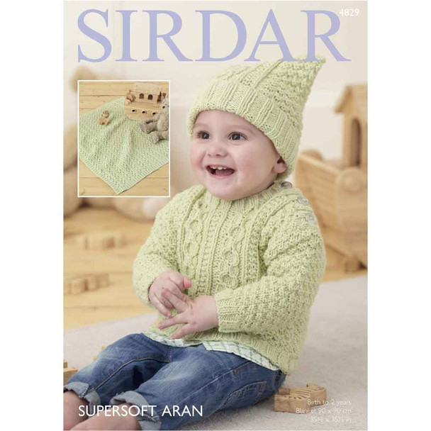 Baby's Sweater, Hat and Blanket Knitting Pattern | Sirdar Supersoft Aran 4829 | Digital Download - Main Image