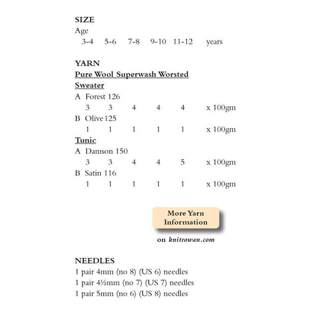 Rowan Austin Children & Baby Knitting Pattern using Pure Wool Worsted | Digital Download (ROWEB-02636) - Pattern Table