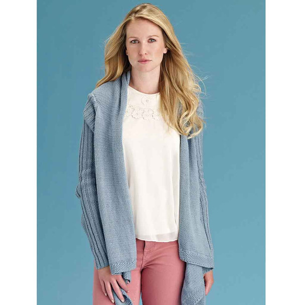 Rowan Linden Womens Cardigan Knitting Pattern in Handknit Cotton | Digital Download (ROWEB-OC22-7) - Main Image