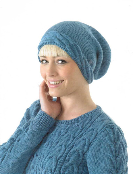 Cabled Sweater and  Slouch Cable Hat DK Pattern | Wendy DK | 5723 - Image 2