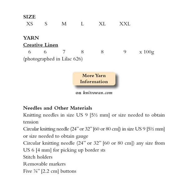 Rowan Camberwell Women Cardigan Knitting Pattern using Creative Linen | Digital Download (ROWEB-03121) - Pattern Table