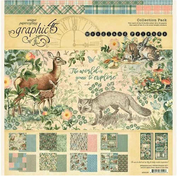 Woodland Friends | Doubled-Sided 12" x 12" Card Collection | Graphic 45 | Various Papers - Main Image