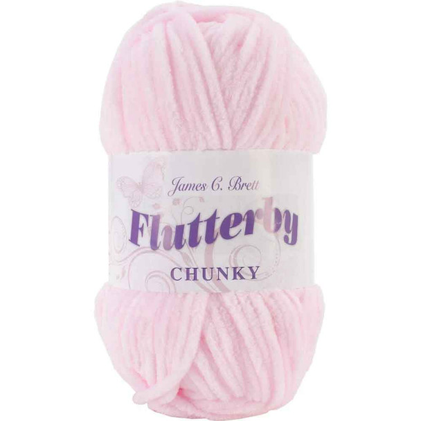 James C Brett Flutterby Chunky Knitting Yarn, 100g Balls | B02 Pale Pink