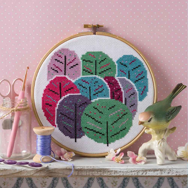 Hawthorn Handmade | Cross Stitch Kit | Spring Trees - Main Image