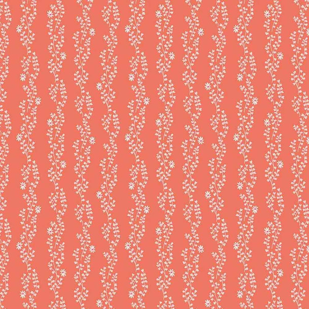 New Dawn | Riley Blake | C9854-Coral | Floral Vine on Coral