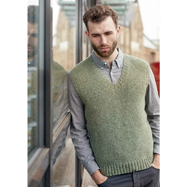 Rowan Dean Mens Vest Knitting Pattern using Felted Tweed | Digital Download (ZB220-00005) - Main Image