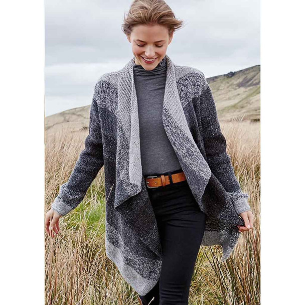 Rowan Colne Womens Cardigan Knitting Pattern using Valley Tweed | Digital Download (ZB221-00003) - Main Image