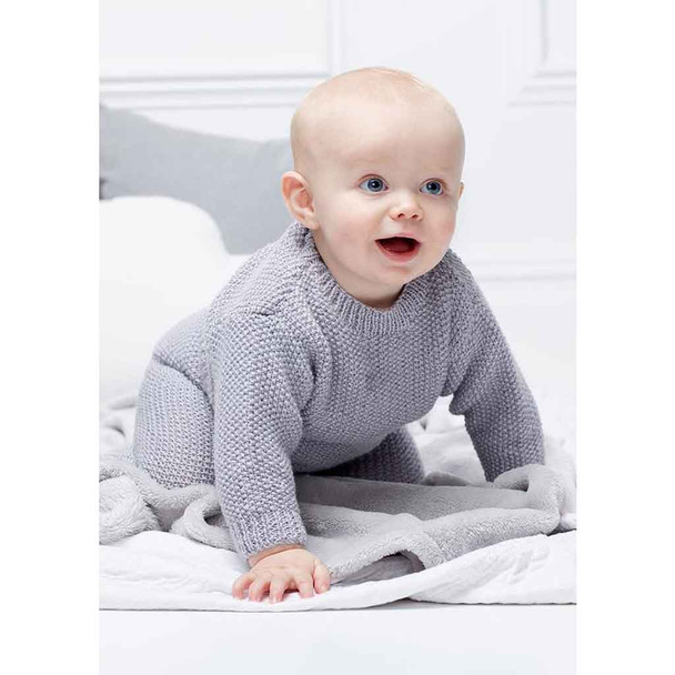 Rowan Moss Stitch Sweater Baby Knitting Pattern using Baby Merino Silk DK | Digital Download (ZB233-00004) - Main Image