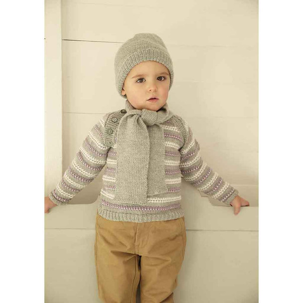 Rowan Owlet Hat & Scarf Baby accessories Knitting Pattern using Super Fine Merino 4ply | Digital Download (ZB186-00012) - Main Image