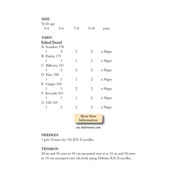 Rowan Elsie Childrens Dress Knitting Pattern using Felted Tweed | Digital Download (ZB95-00008) - Pattern Table