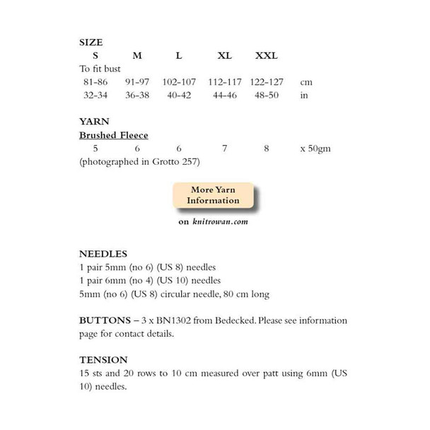 Rowan Esk Womens Knitting Pattern using Brushed Fleece | Digital Download (ZB161-00005) - Pattern Table