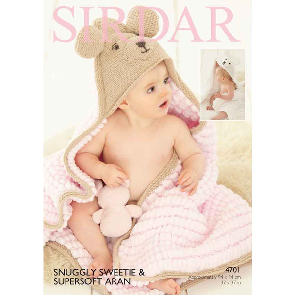 Hooded Blanket Knitting Pattern | Sirdar Snuggly Sweetie & Supersoft Aran 4701