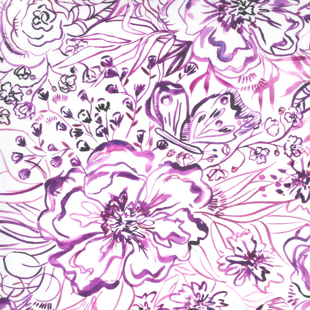 Sunshine Soul | Create Joy Project | Moda Fabrics | 8467-11 | Passion Flowers, Ultra Violet