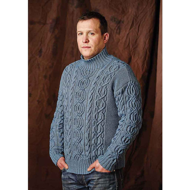 Rowan Fife Mens Sweater Knitting Pattern using Original Denim | Digital Download (ZB158-00003) - Main Image