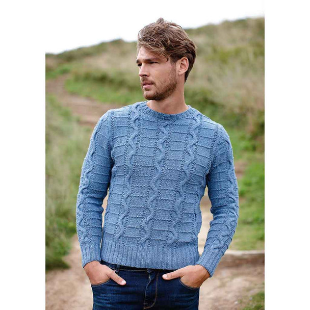 Rowan Dover Mens Sweater Knitting Pattern using Denim Revive | Digital Download (ZB249-00005) - Main Image