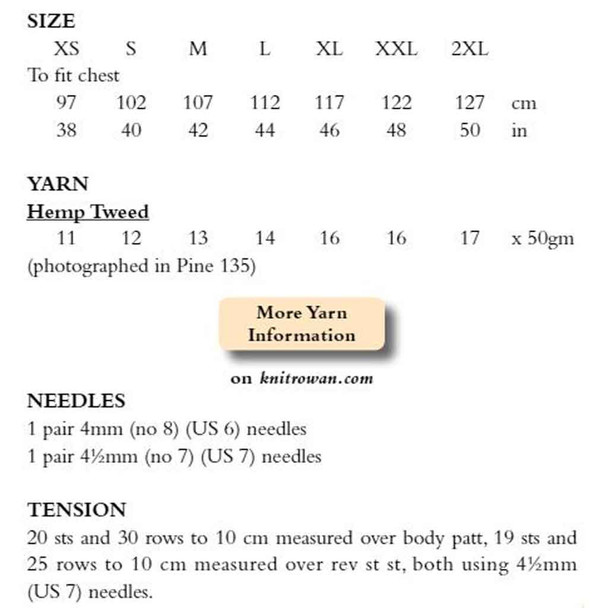 Rowan Suffolk Mens Sweater Knitting Pattern using Hemp Tweed | Digital Download (ZB180-00012) - Pattern Table