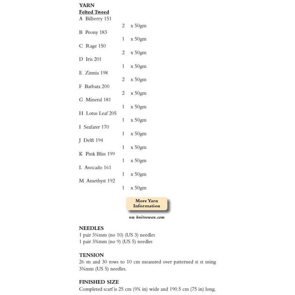 Rowan Sampler Scarf Womens Knitting Pattern using Felted Tweed | Digital Download (ZB252-00006) - Pattern Table