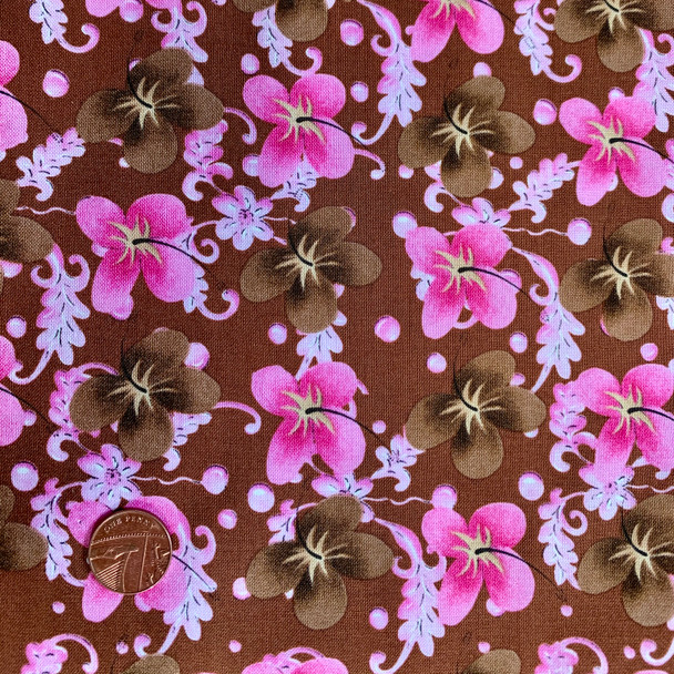 Poppies Collection Tina Givens Westminster Fabrics | TG03BROWN | Half Metre