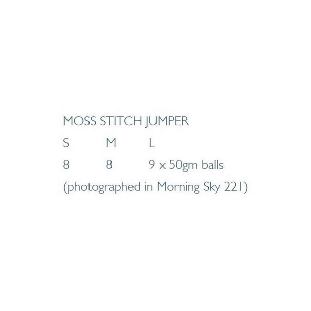 Moss Stitch Jumper - Pattern Table