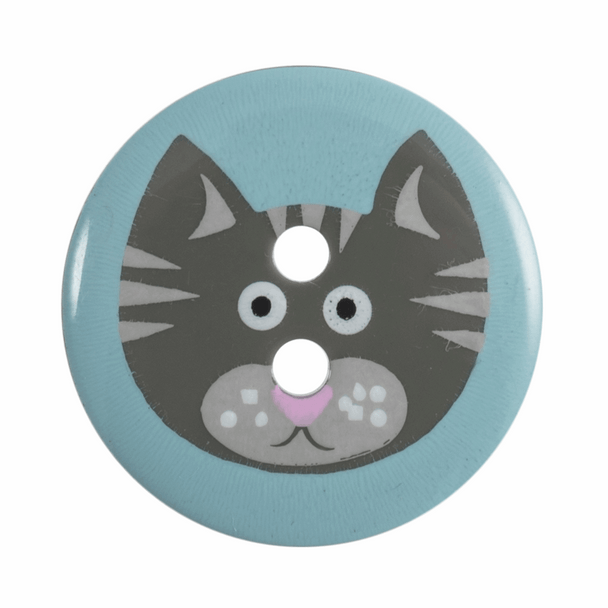 Cat Button | Blue | 19mm | 2 Hole