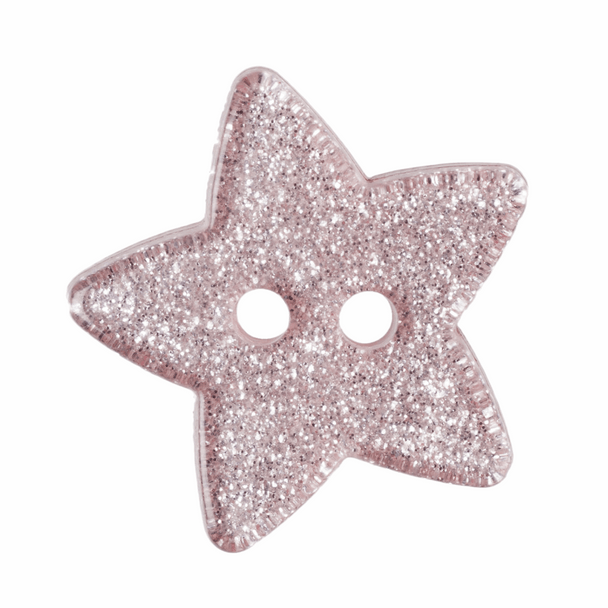 Glitter Star Button| 18mm | Light Pink | 2 Hole