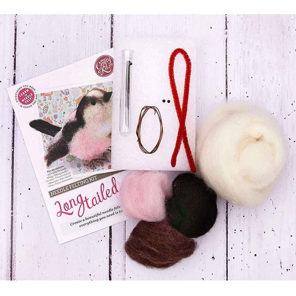 Long Tailed Tit Needle Felting Kit | The Crafty Kit Co. - Contents