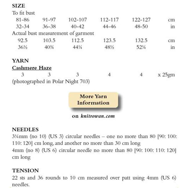 Rowan Halcyon Womens Knitting Pattern using Cashmere Haze | Digital Download (ZM662-00007) - Pattern Table