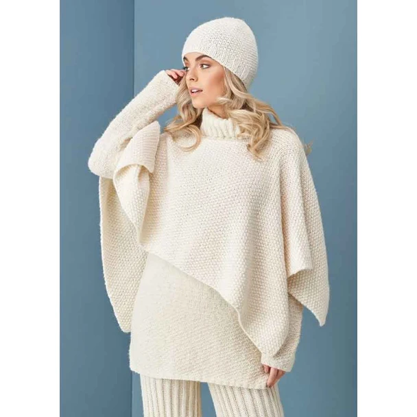 Rowan 001 Poncho Womens Knitting Pattern using Alpaca Classic, Alpaca Soft DK | Digital Download (RM003-00001) - Main Image