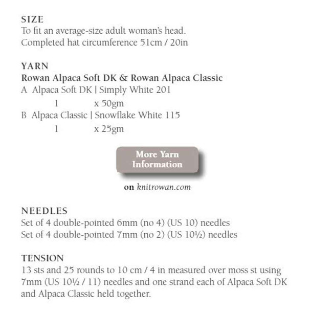 Rowan 002 Hat Womens Knitting Pattern using Alpaca Classic, Alpaca Soft DK | Digital Download (RM003-00002) - Pattern Table