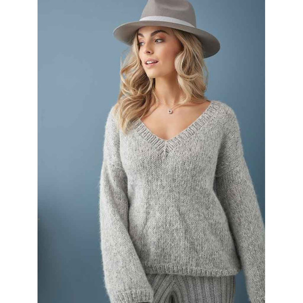 Rowan 005 V Neck Sweater Womens Knitting Pattern using Alpaca Classic | Digital Download (RM003-00005) - Main Image