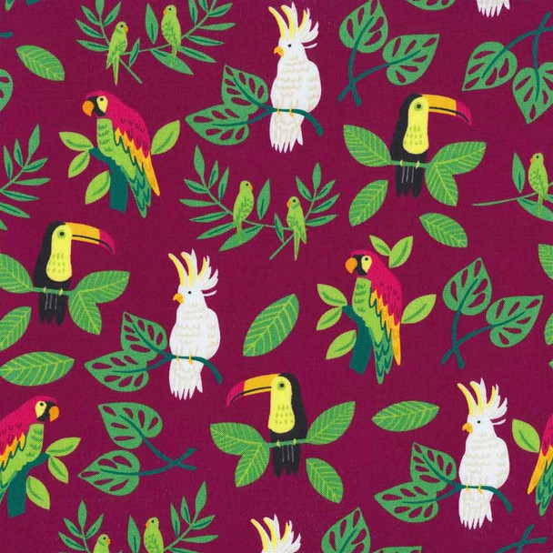 Jungle Paradise Stacy lest Hsu Moda Fabric | 20782-17 Magenta