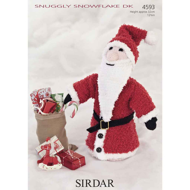 Cone Shaped Santa Knitting Pattern | Sirdar Snuggly Snowflake DK and Hayfield Bonus DK 4593 | Digital Download - Main Image